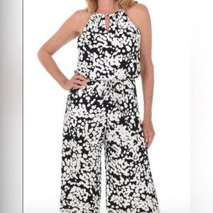 London Style Collection Dotted Halter Neck Jumpsuit